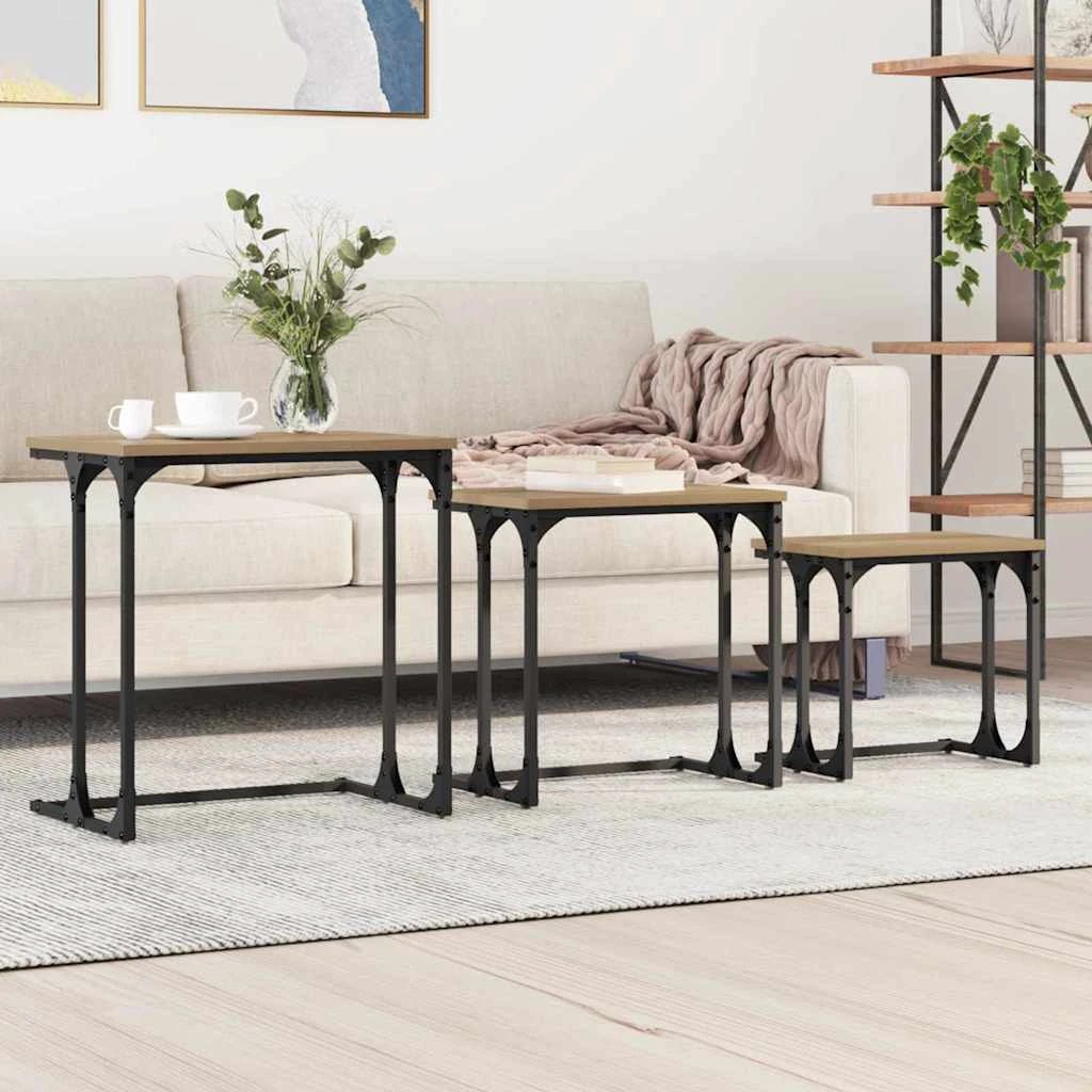 vidaXL vidaXL Nesting Coffee Tables 3pc Old Wood - Coffee Table