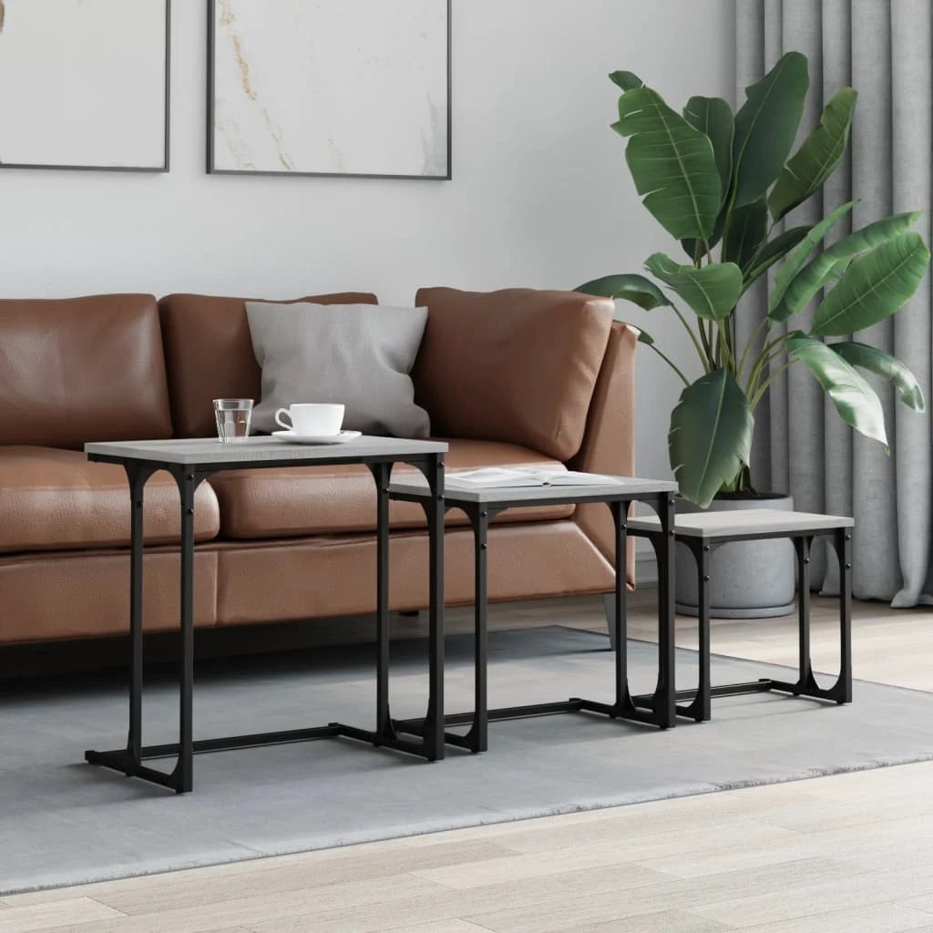 vidaXL vidaXL Nesting Coffee Tables 3pc Old Wood - Coffee Table