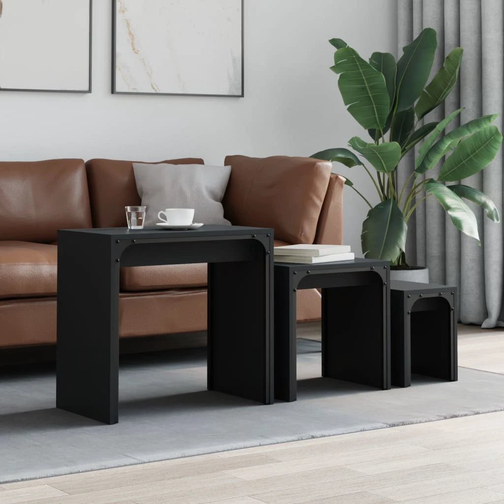 VidaXL Three Piece Nesting Coffee Tables Old Wood Engineered Wood Modern Living Room Decor by vidaXL