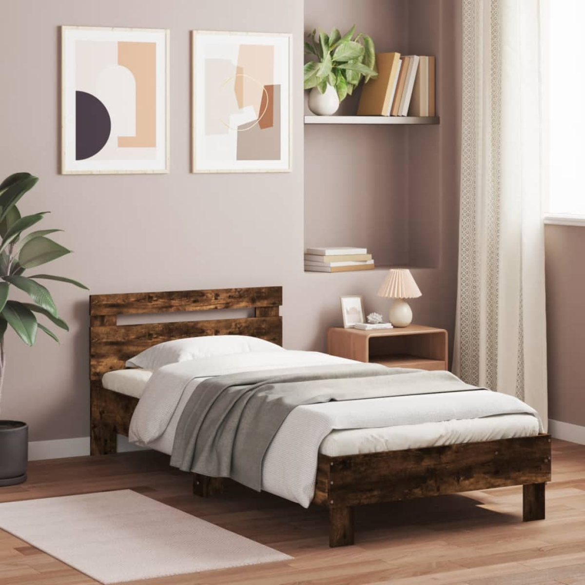 vidaXL Bed Frame Old Wood 203 x 95 x 70 cm Engineered Wood - from vidaXL