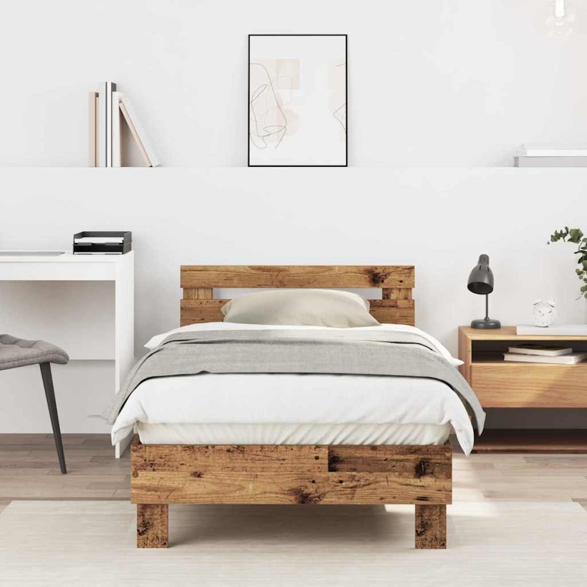 vidaXL Bed Frame Old Wood 203 x 95 x 70 cm Engineered Wood - from vidaXL