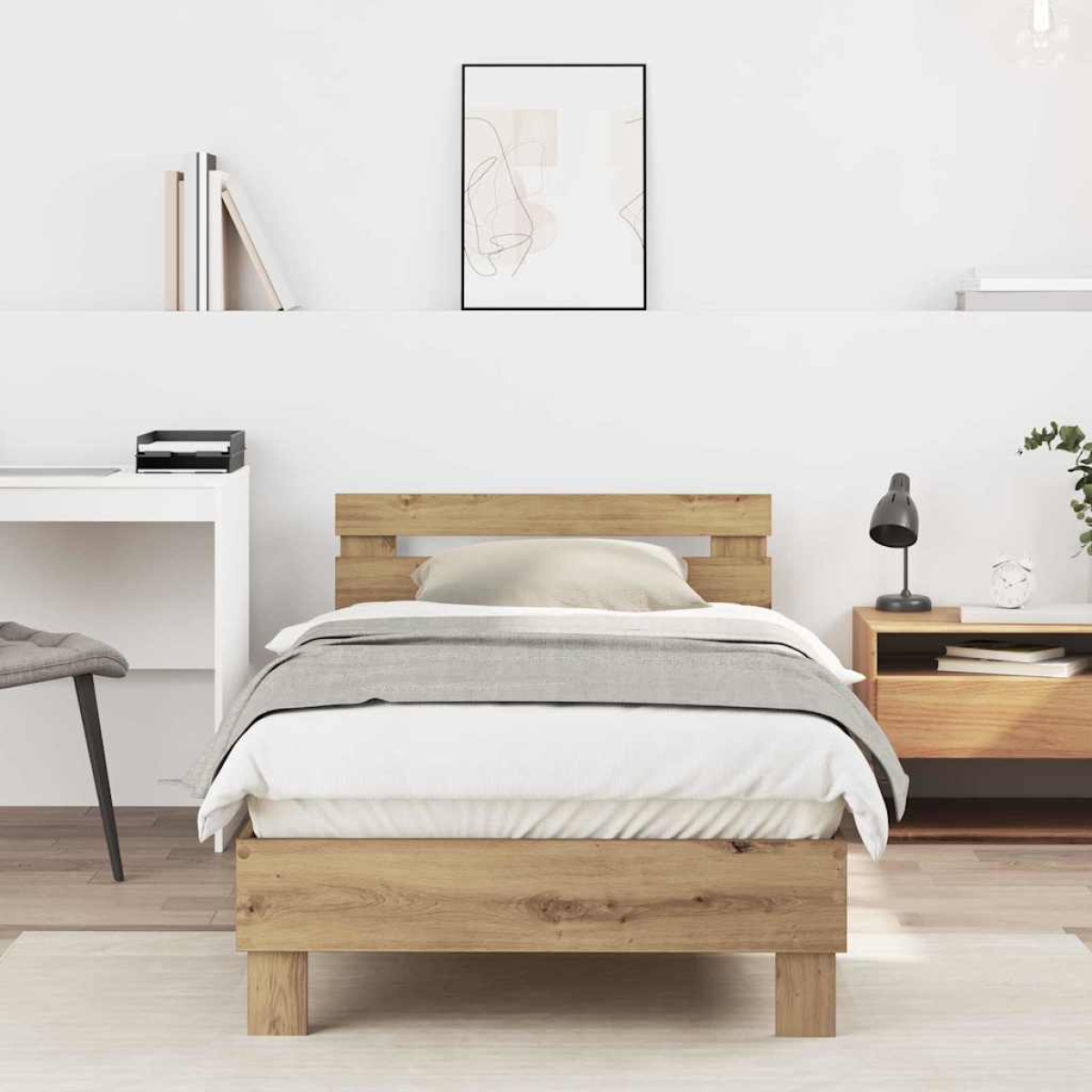vidaXL Bed Frame Old Wood 203 x 95 x 70 cm Engineered Wood - from vidaXL