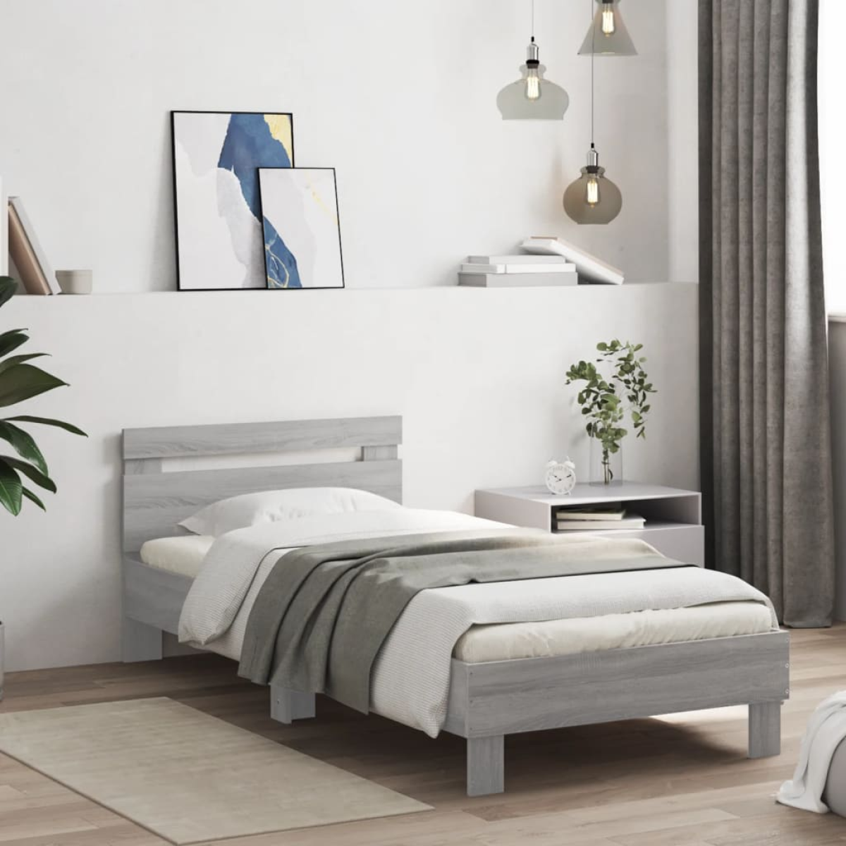 vidaXL Bed Frame Old Wood 203 x 95 x 70 cm Engineered Wood - from vidaXL