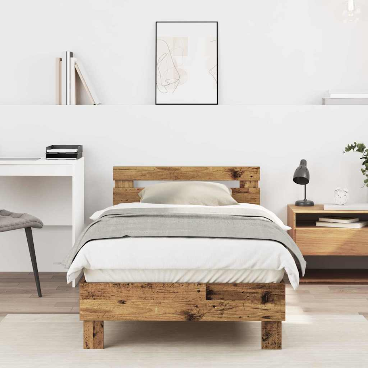 vidaXL Bed Frame Old Wood 203 x 95 x 70 cm Engineered Wood - from vidaXL