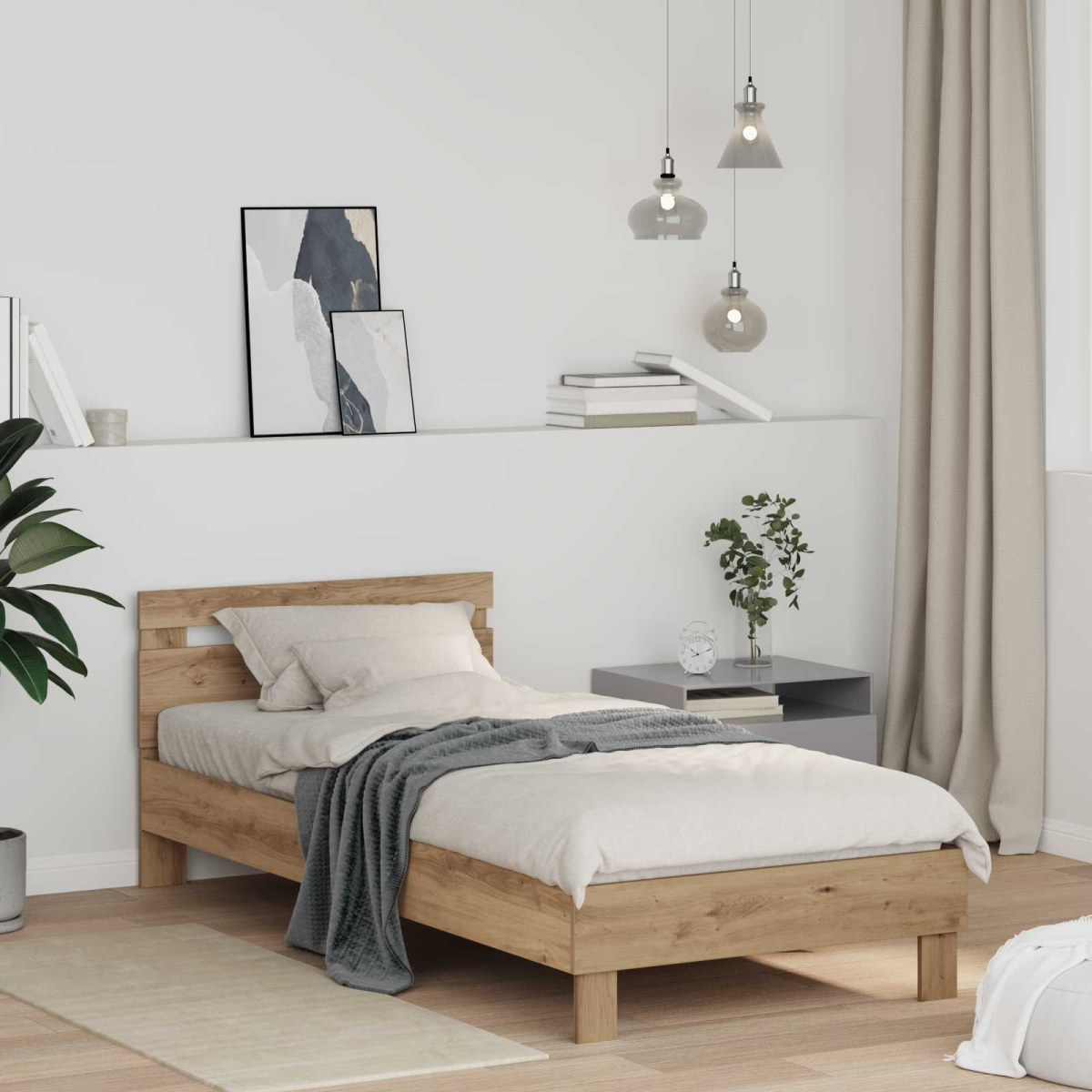 vidaXL Bed Frame Old Wood 203 x 95 x 70 cm Engineered Wood - from vidaXL