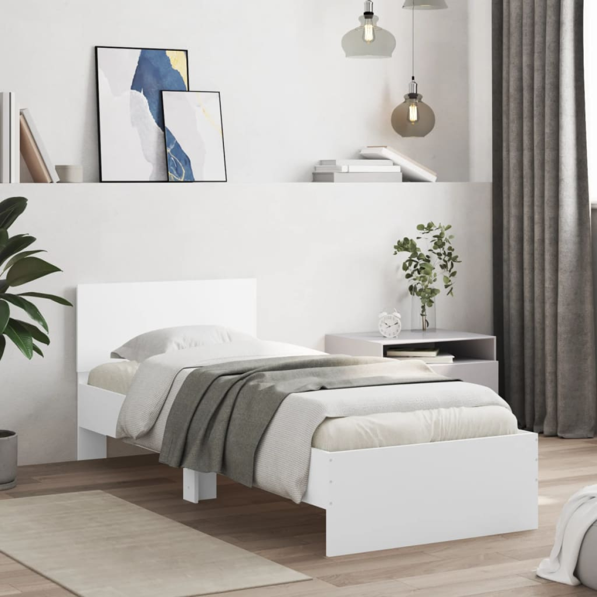 vidaXL Bed Frame with Headboard Old Wood 90 x 200 cm Engineered Wood - from vidaXL