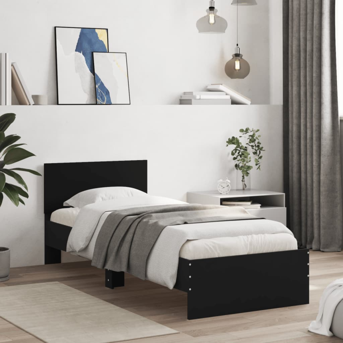 vidaXL Bed Frame with Headboard Old Wood 90 x 200 cm Engineered Wood - from vidaXL