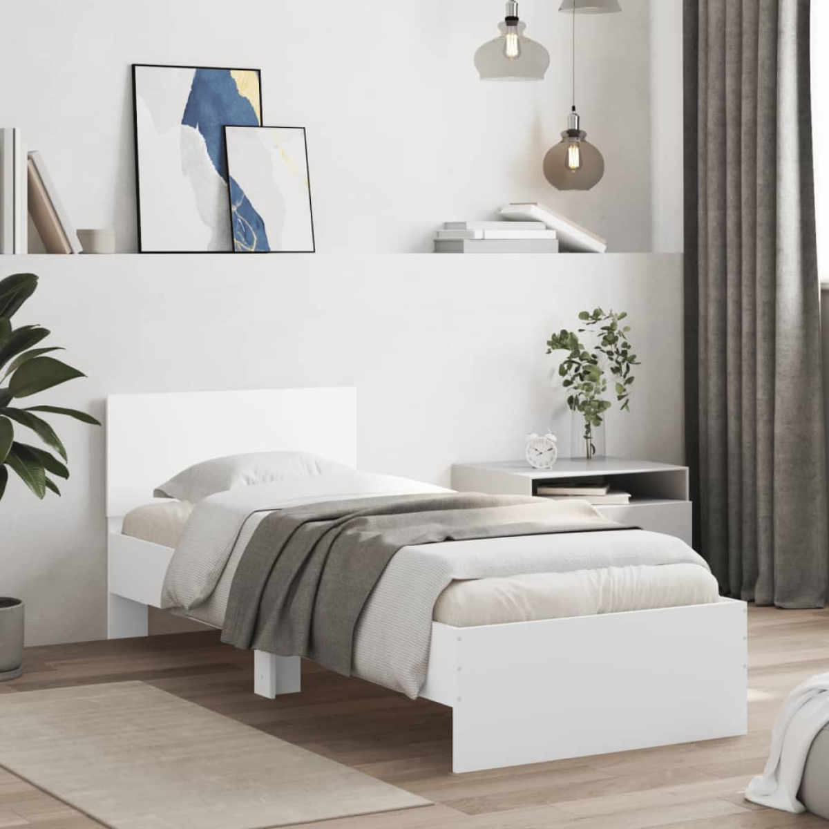 vidaXL Bed Frame with Headboard Old Wood 90 x 200 cm Engineered Wood - from vidaXL
