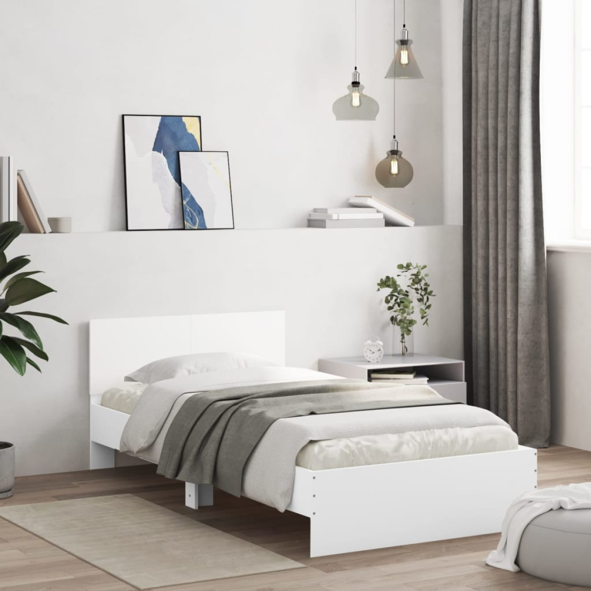 vidaXL Bed Frame with Headboard Old Wood 90 x 200 cm Engineered Wood - from vidaXL