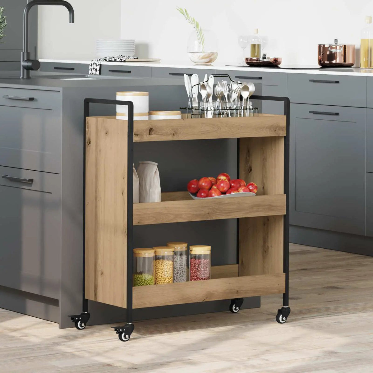 vidaXL Kitchen Trolley Old Wood 70 x 30 x 82 cm Engineered Wood - from vidaXL