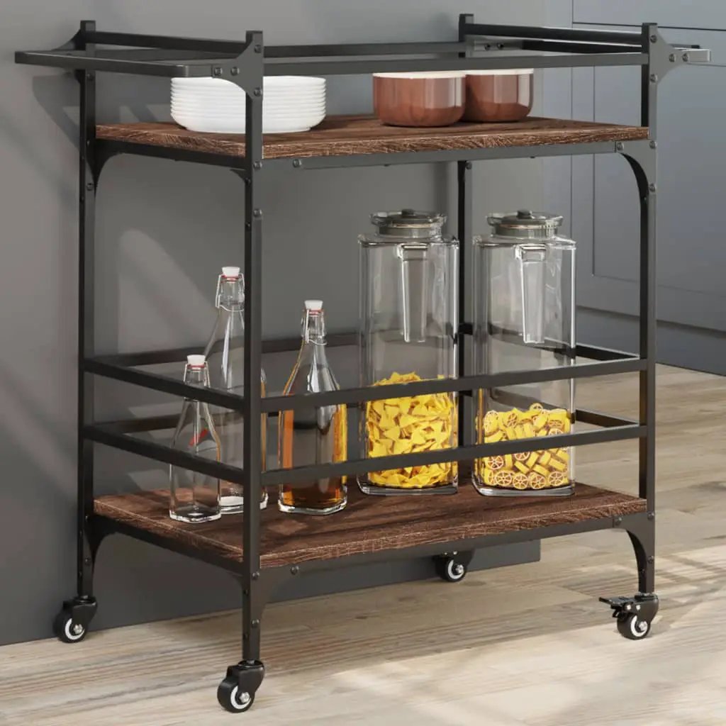 vidaXL Kitchen Trolley Black 82x40x78.5 cm Engineered Wood - from vidaXL