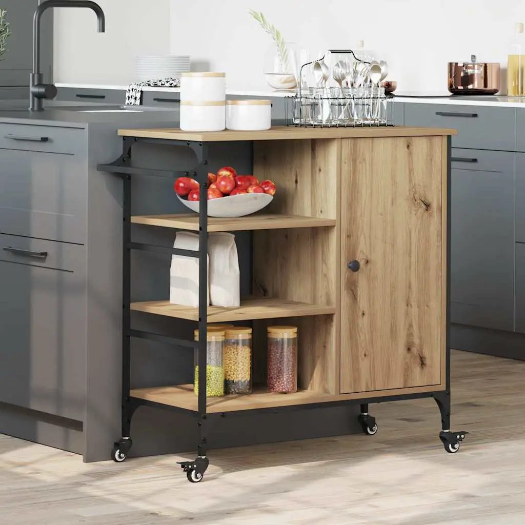 vidaXL Kitchen Trolley Old Wood 87.5 x 39 x 84.5 cm Engineered Wood - from vidaXL
