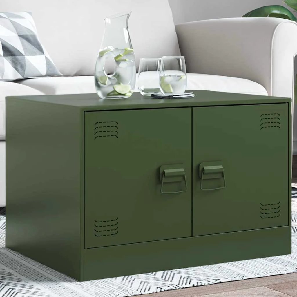 VidaXL Coffee Table 67x50x44 cm Steel Frame With Double Doors For Modern Living Room by vidaXL