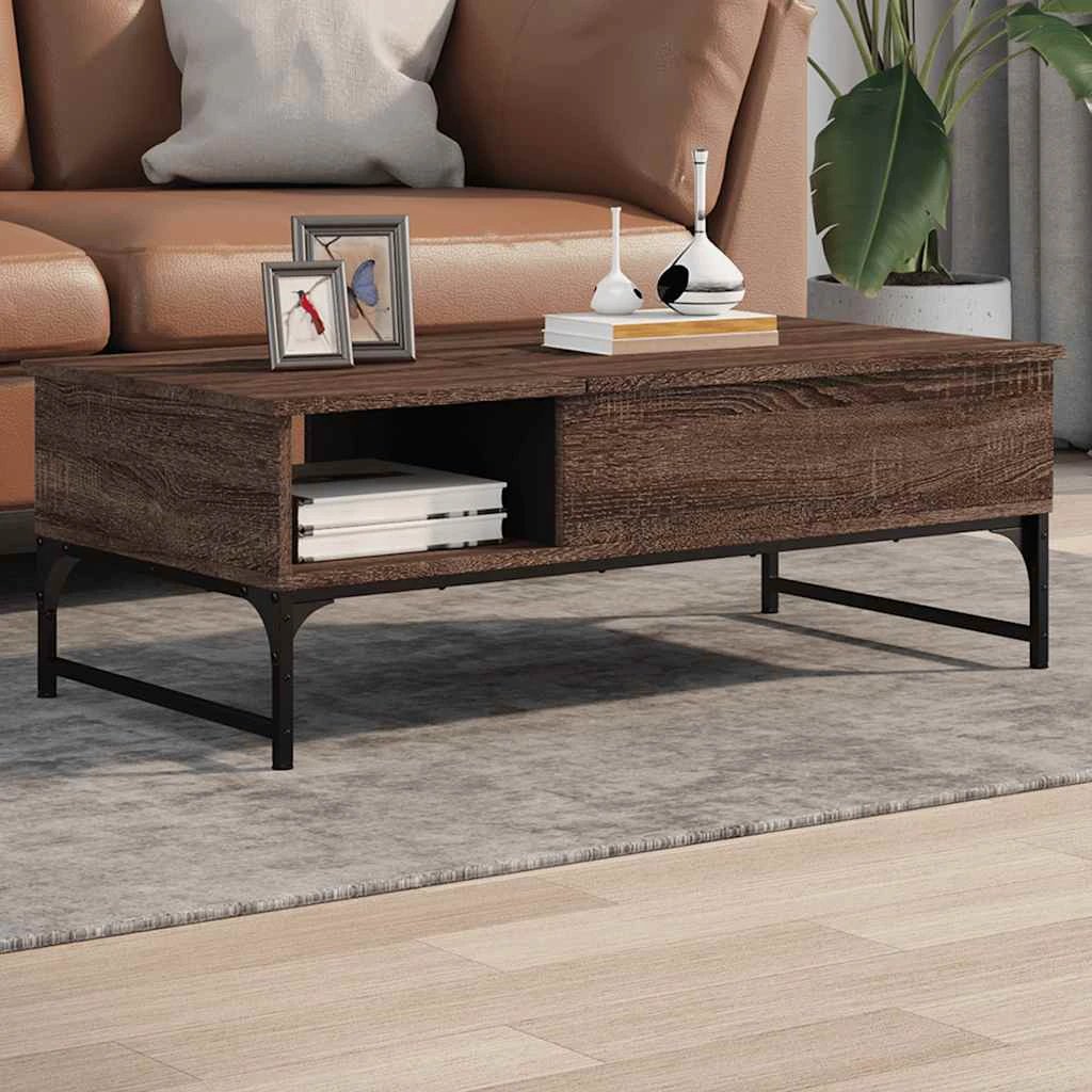 vidaXL vidaXL Coffee Table 100x50x35 cm Engineered Wood and Metal Moisture Resistant Living Room Storage - Coffee Table