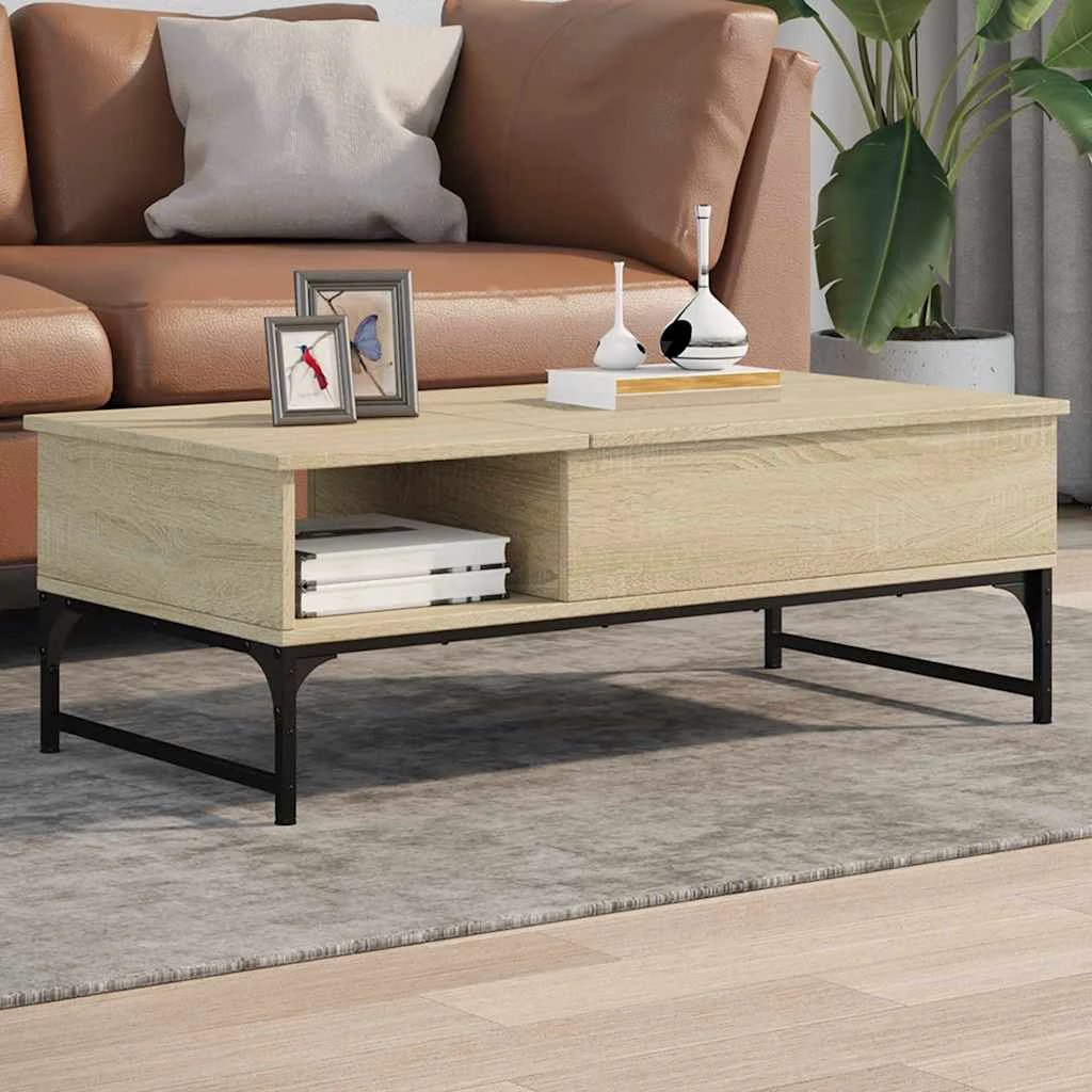 vidaXL vidaXL Coffee Table 100x50x35 cm Engineered Wood and Metal Moisture Resistant Living Room Storage - Coffee Table