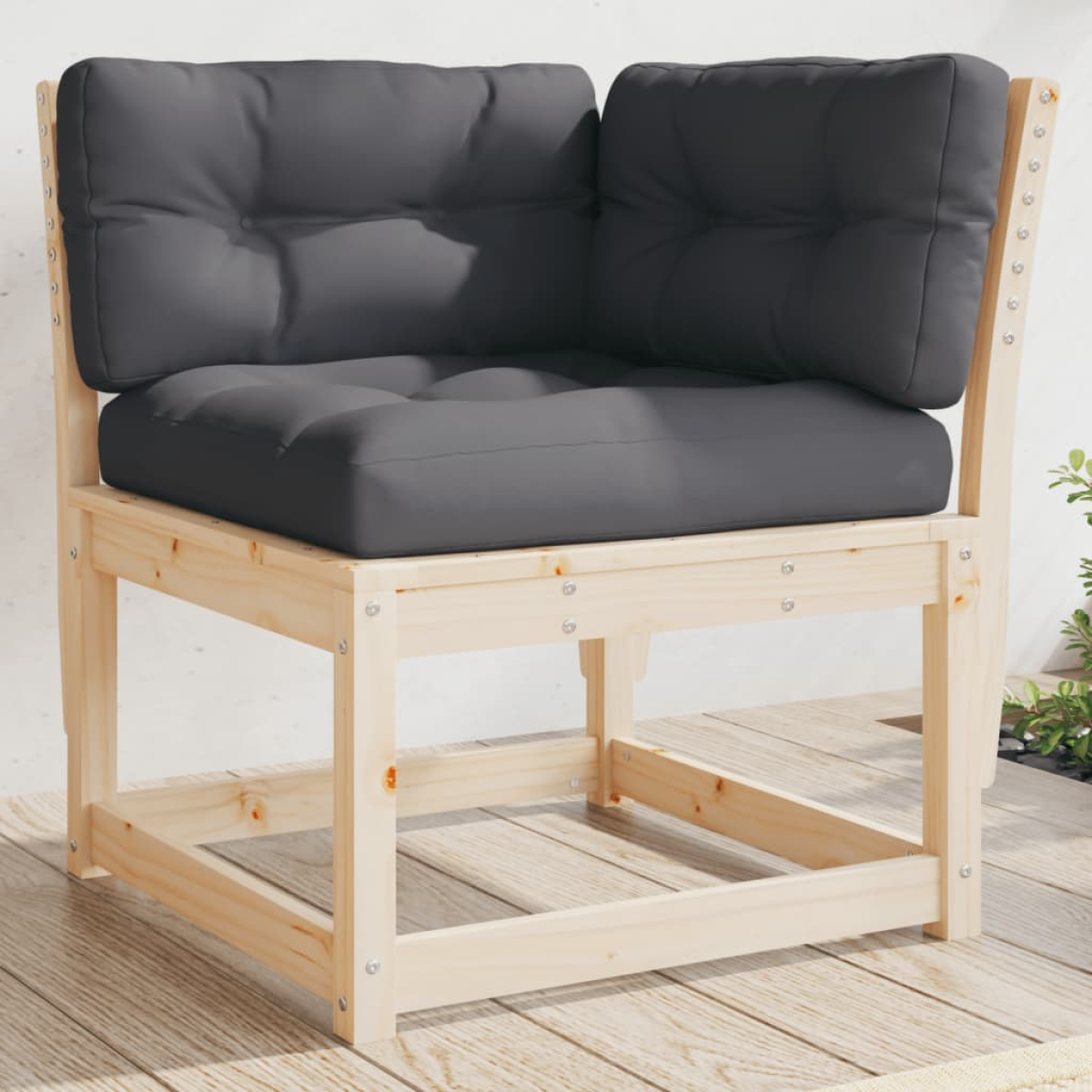 vidaXL vidaXL Garden Sofa | Natural Pine | Solid pine wood | 73 x 73 x 78 cm | Modular - Garden Sofa Sets