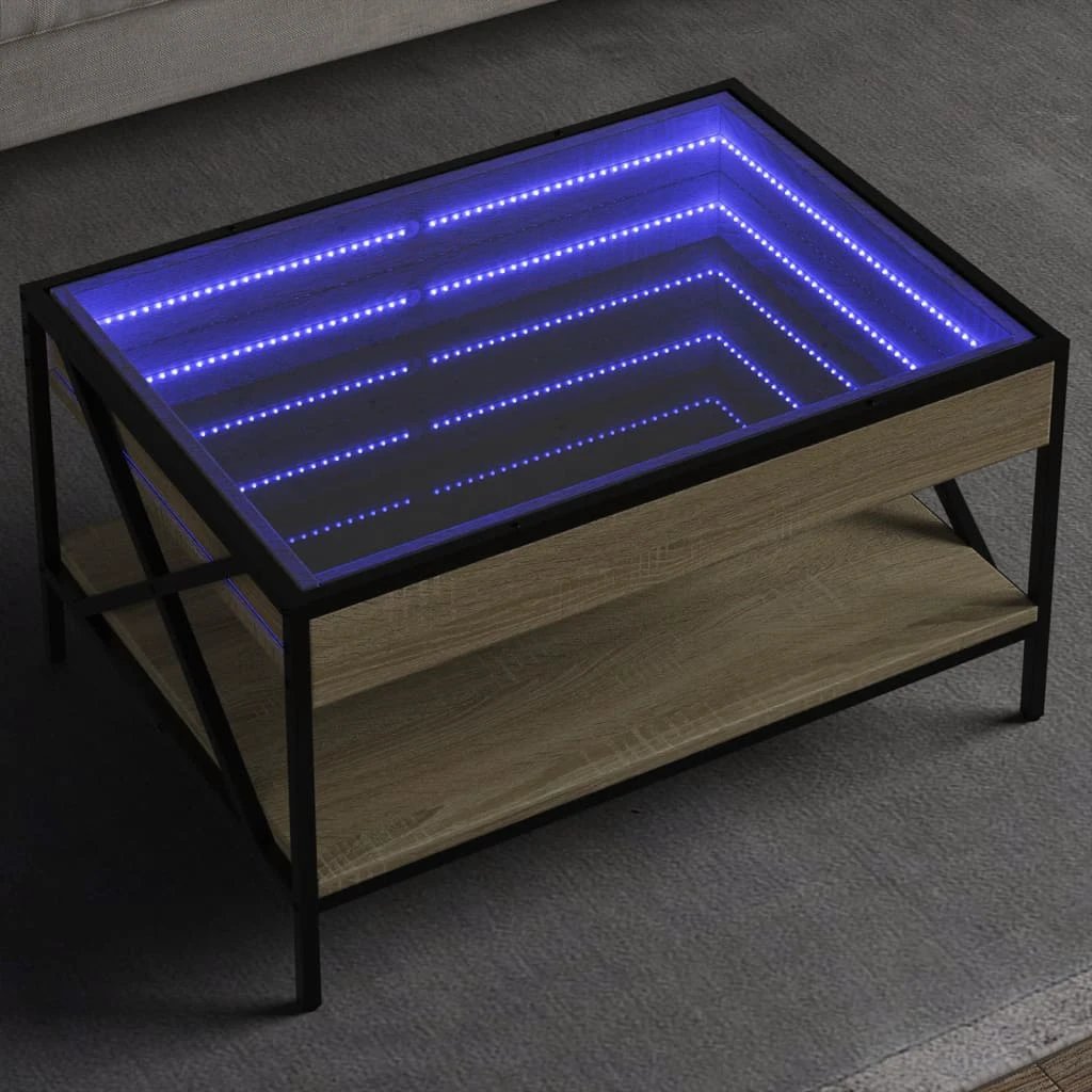 vidaXL vidaXL Infinity LED Coffee Table 40x40x49 cm With RGB Infinity Mirror For Living Room Modern Home Decor Accent - Coffee Table
