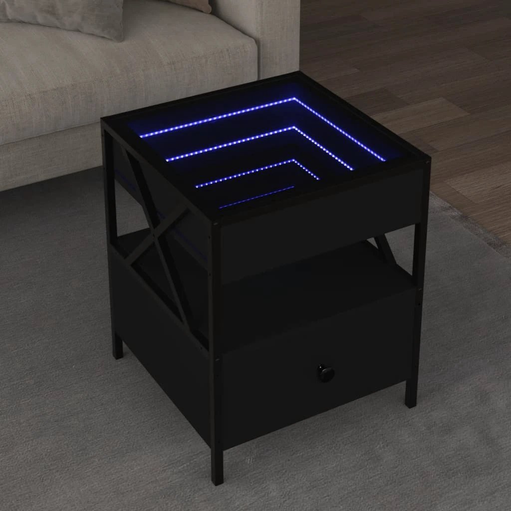 VidaXL Coffee Table 50x50x51 cm Infinity LED Mirror RGB Light for Living Room Decor by vidaXL