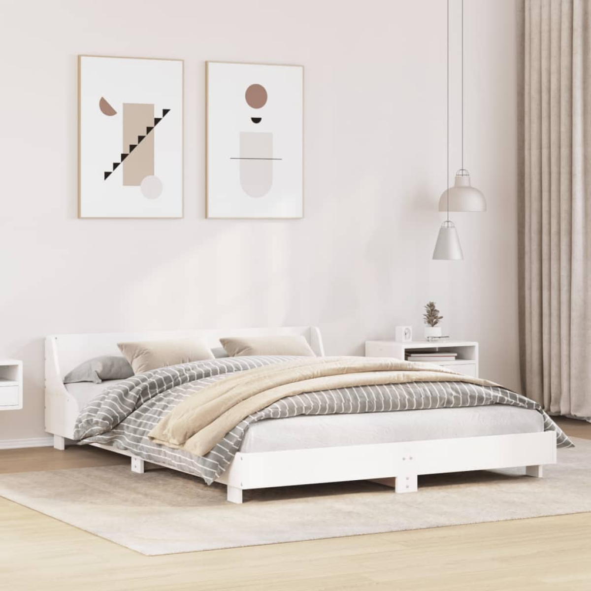 vidaXL Bed Frame without Mattress White 180x200 cm Super King Solid Wood Pine - from vidaXL