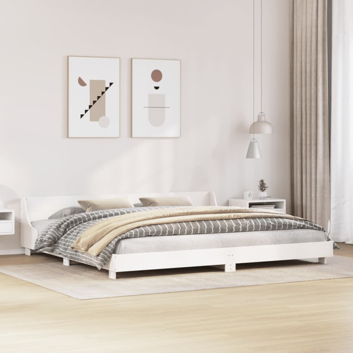 vidaXL Bed Frame without Mattress White 180x200 cm Super King Solid Wood Pine - from vidaXL