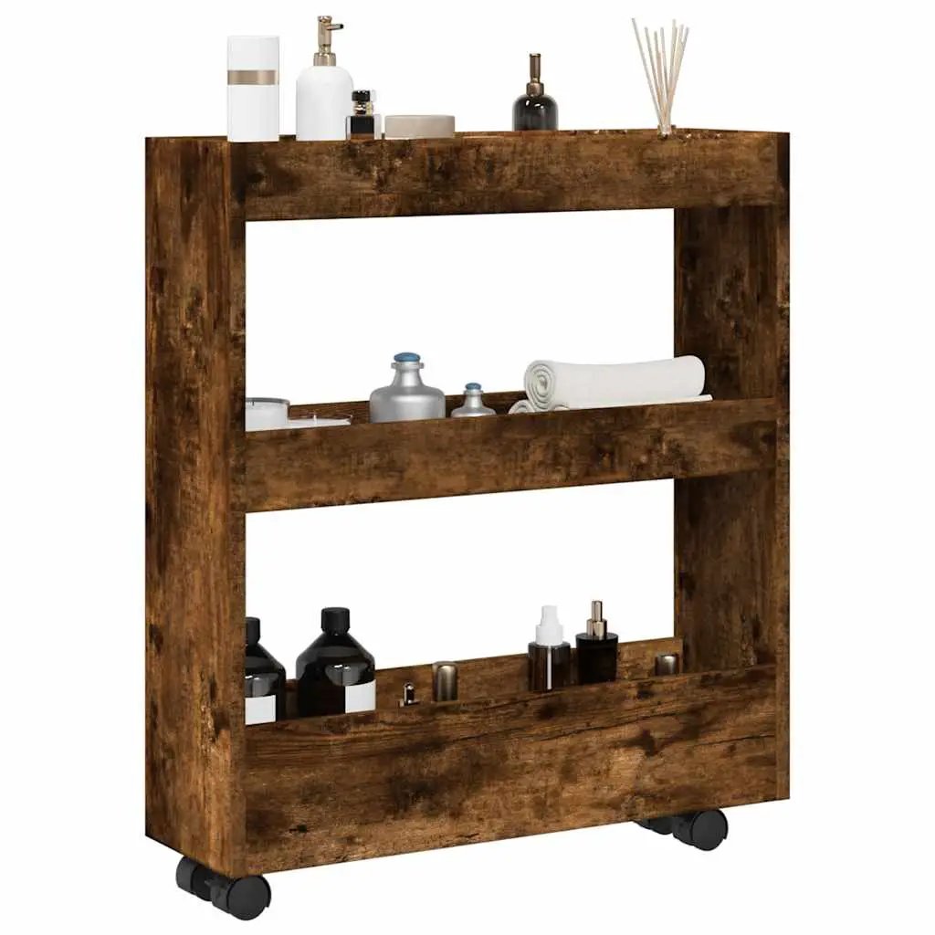 vidaXL Narrow Storage Trolley Black Oak 60 x 18 x 70 cm - from vidaXL