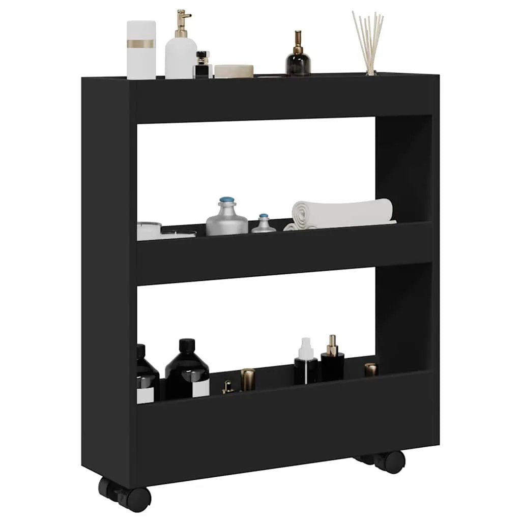 vidaXL Narrow Storage Trolley Black Oak 60 x 18 x 70 cm - from vidaXL