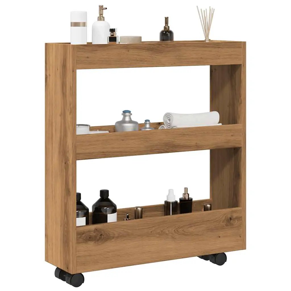 vidaXL Narrow Storage Trolley Black Oak 60 x 18 x 70 cm - from vidaXL