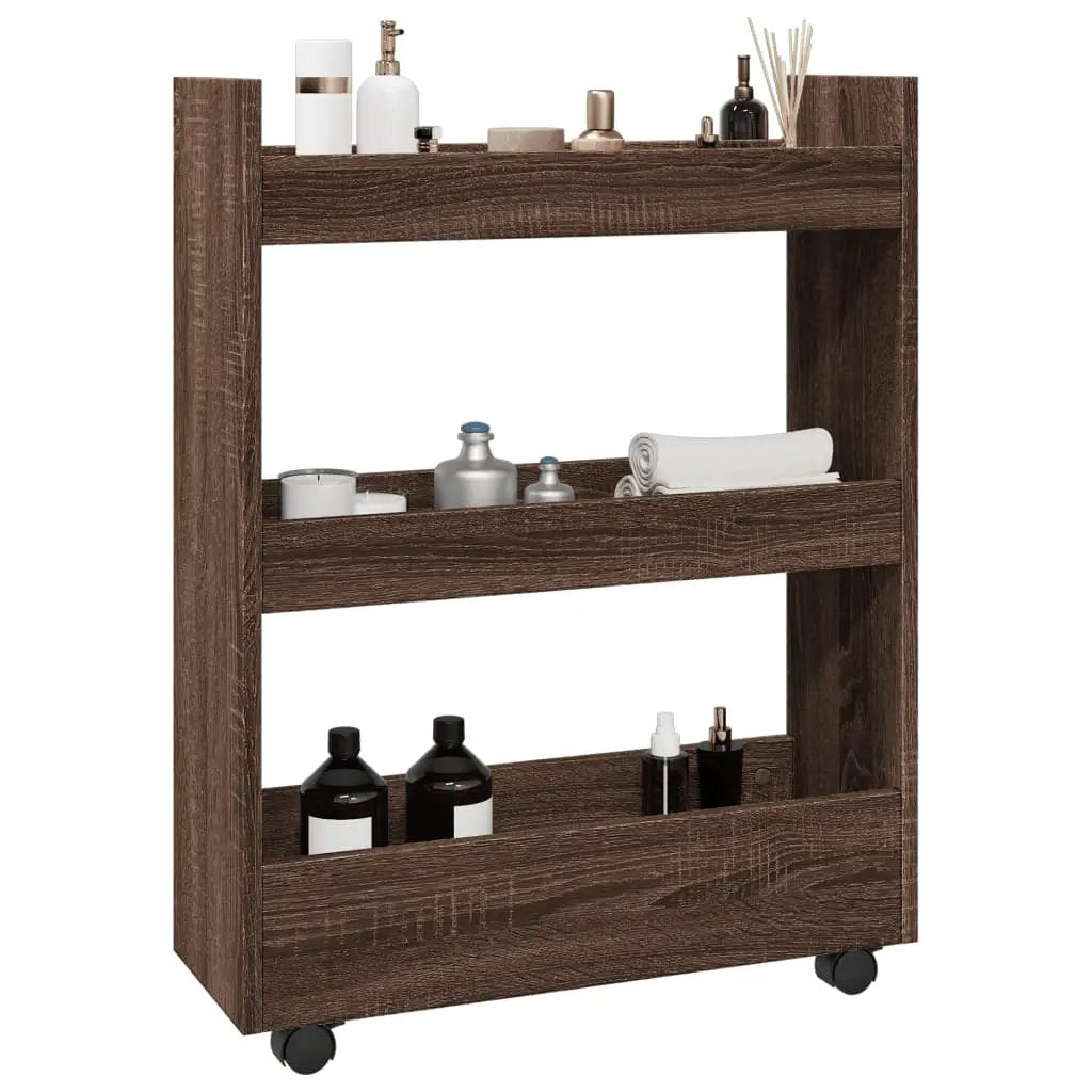 vidaXL Narrow Storage Trolley Black Oak 60 x 22 x 80 cm - from vidaXL