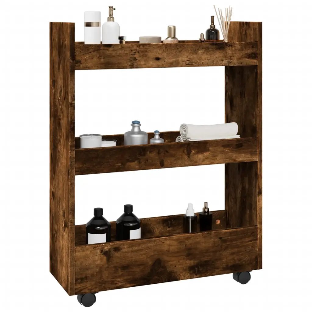 vidaXL Narrow Storage Trolley Black Oak 60 x 22 x 80 cm - from vidaXL