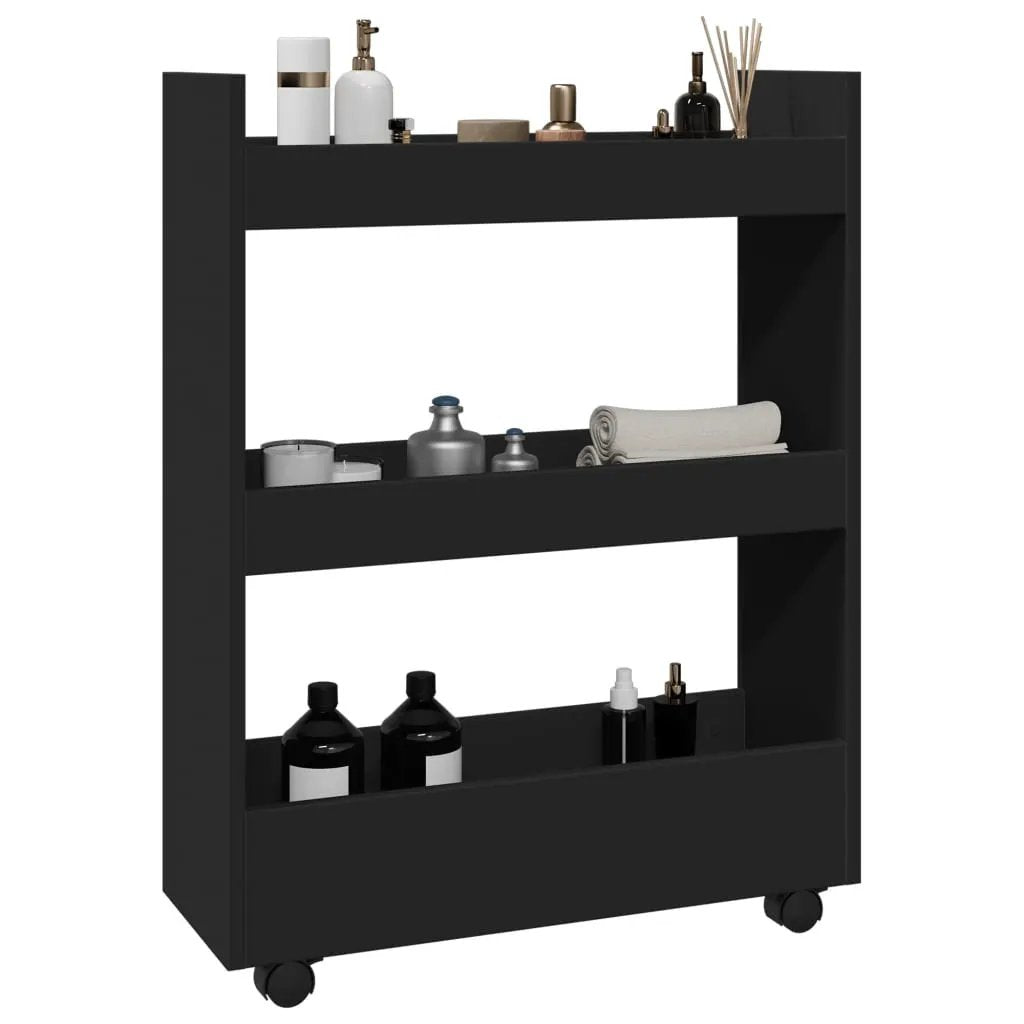 vidaXL Narrow Storage Trolley Black Oak 60 x 22 x 80 cm - from vidaXL