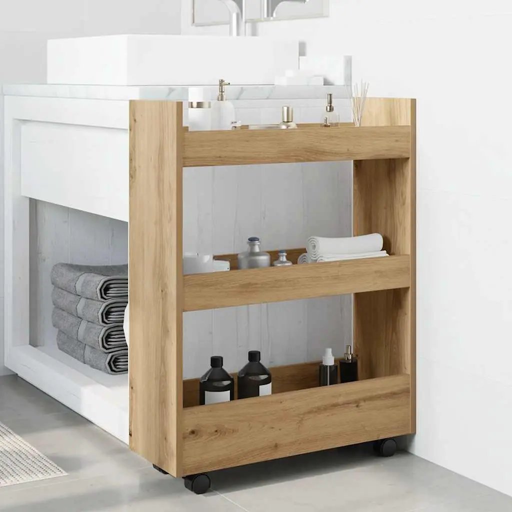 vidaXL Narrow Storage Trolley Black Oak 60 x 22 x 80 cm - from vidaXL