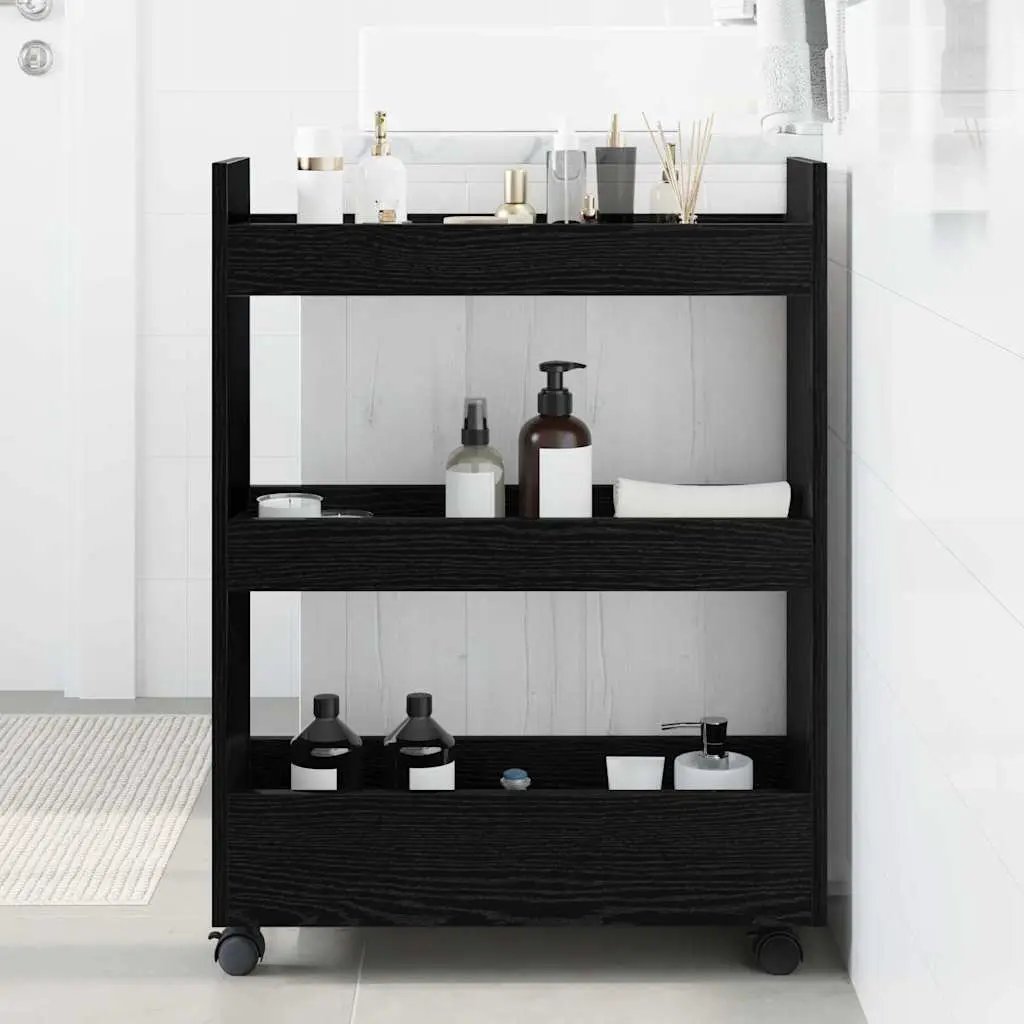 vidaXL Narrow Storage Trolley Black Oak 60 x 22 x 80 cm - from vidaXL