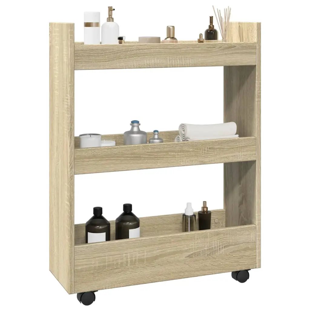 vidaXL Narrow Storage Trolley Black Oak 60 x 22 x 80 cm - from vidaXL