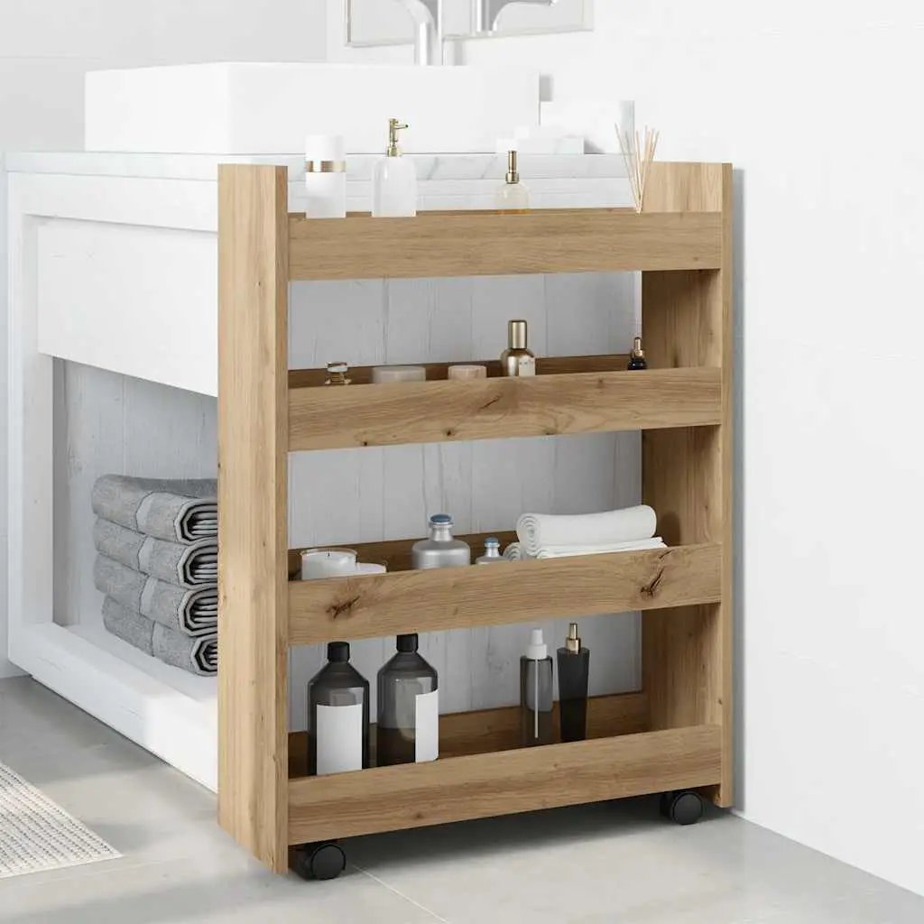 vidaXL Narrow Storage Trolley Black Oak 60 x 20 x 82 cm - from vidaXL