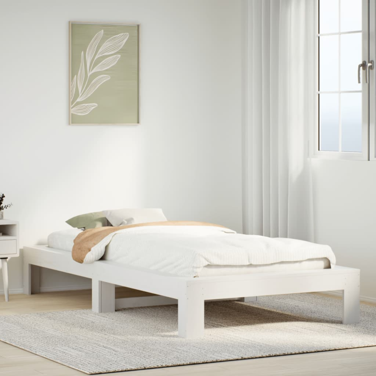 vidaXL Bed Frame | Natural wood colour | Solid pine wood, Plywood slats | Single - from vidaXL