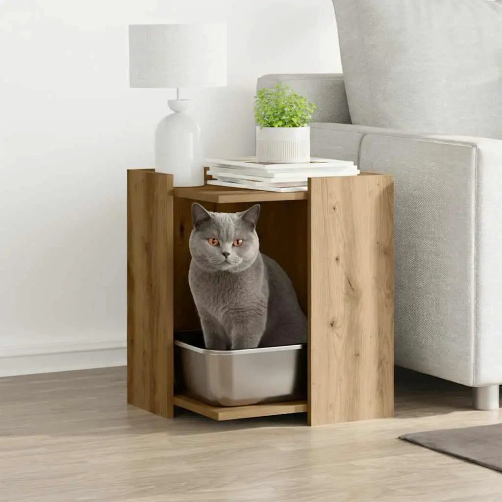 vidaXL Cat Litter Box Enclosure Black Oak 42 x 42 x 51 cm - from vidaXL
