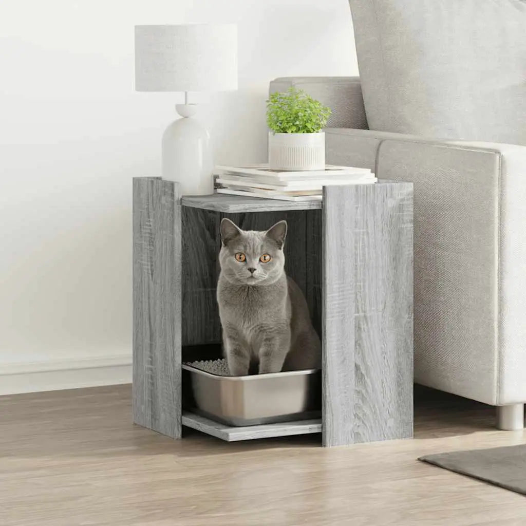 vidaXL Cat Litter Box Enclosure Black Oak 42 x 42 x 51 cm - from vidaXL