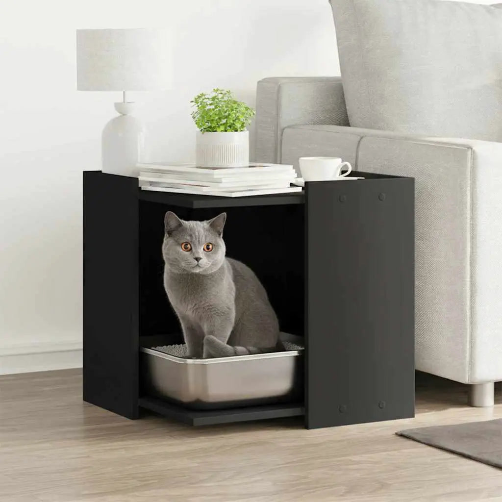 vidaXL Cat Litter Box Enclosure Black Oak 42 x 42 x 51 cm - from vidaXL