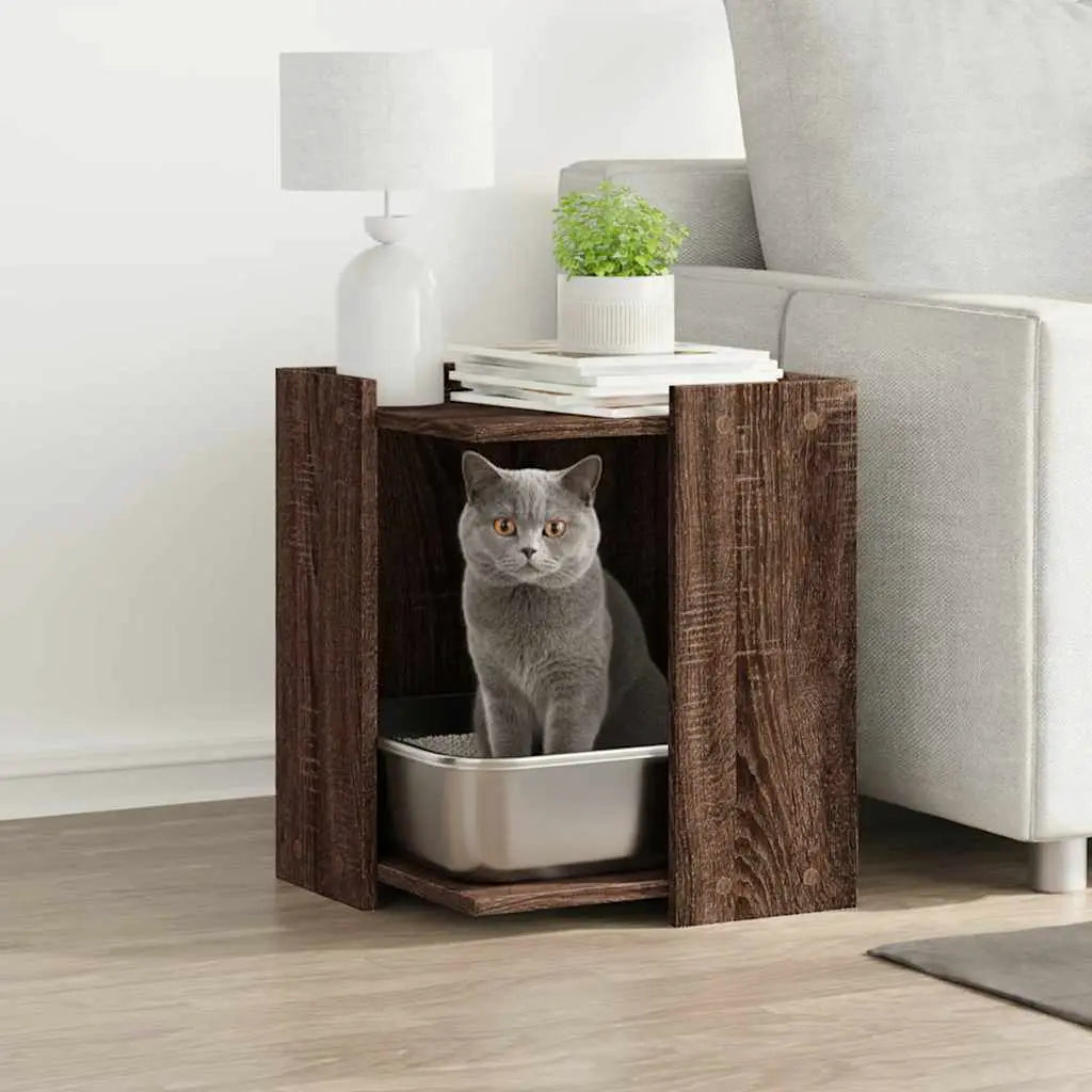 vidaXL Cat Litter Box Enclosure Black Oak 42 x 42 x 51 cm - from vidaXL