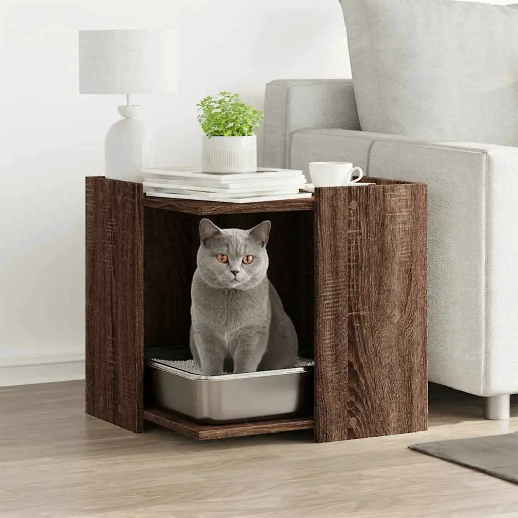 vidaXL Cat Litter Box Enclosure Black Oak 42 x 42 x 51 cm - from vidaXL