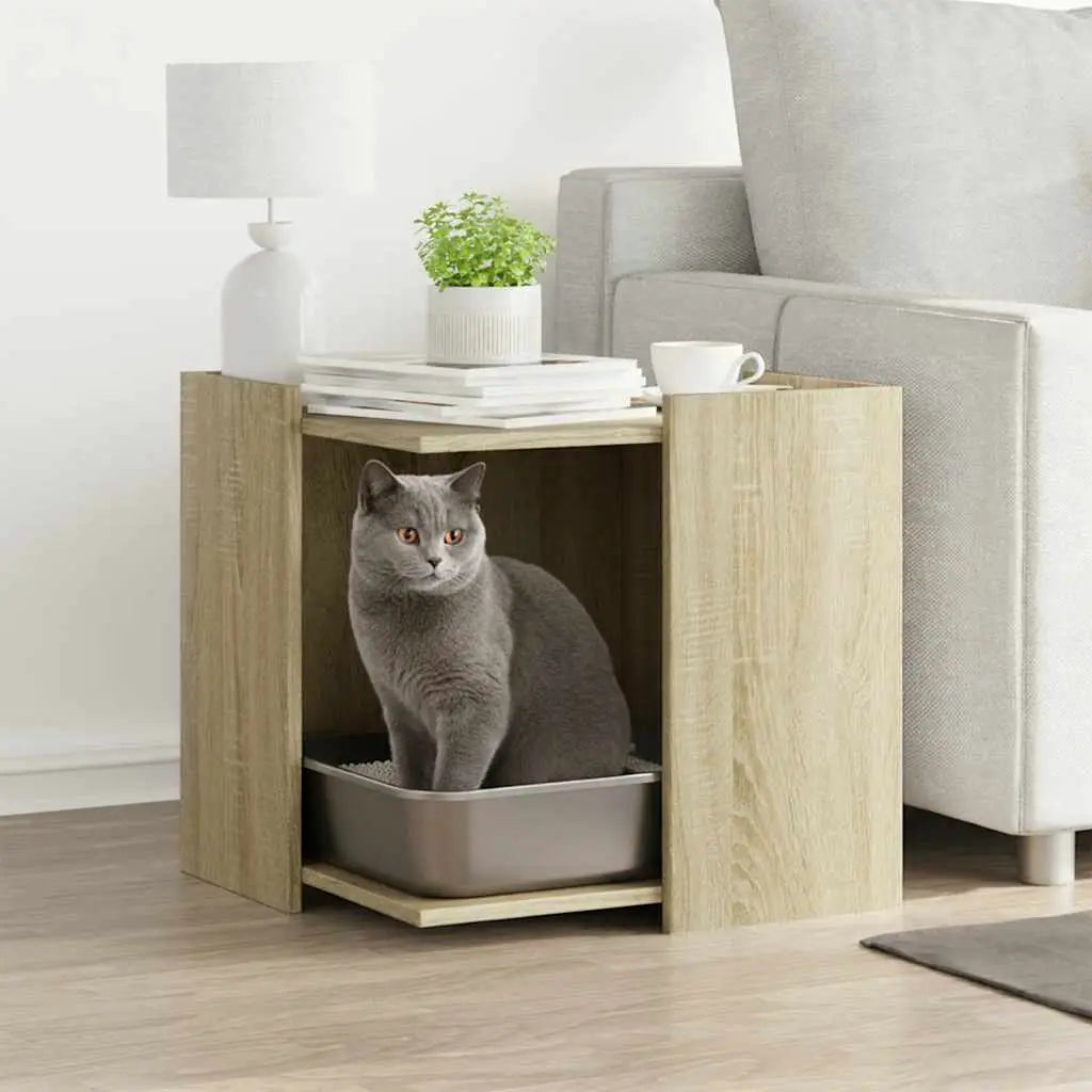 vidaXL Cat Litter Box Enclosure Black Oak 42 x 42 x 51 cm - from vidaXL