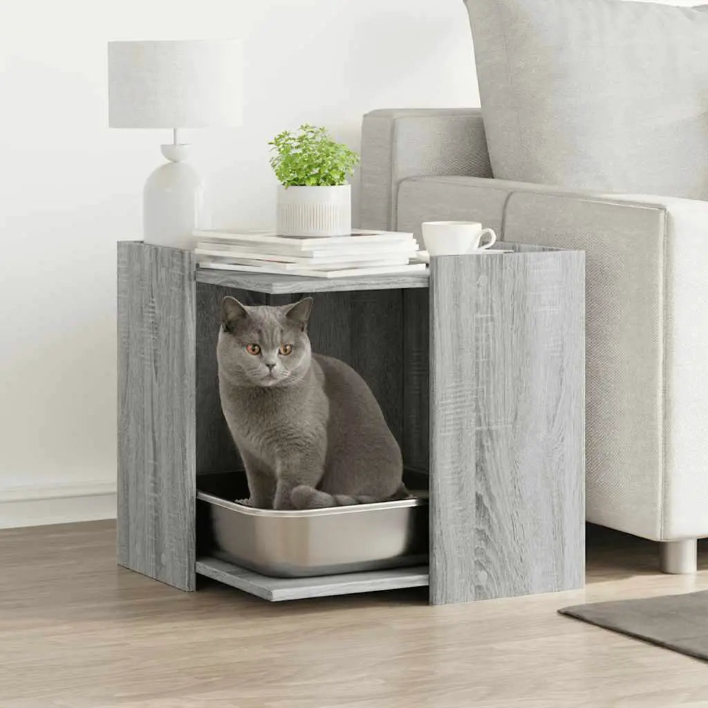 vidaXL Cat Litter Box Enclosure Black Oak 42 x 42 x 51 cm - from vidaXL