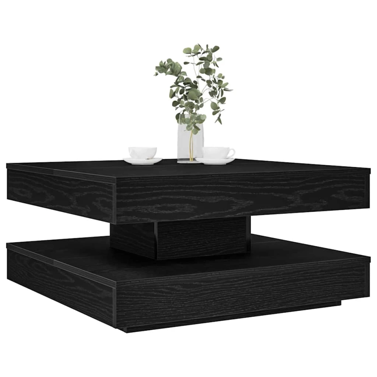 vidaXL vidaXL Coffee Table 50x50x34.5 cm 360 Degree Rotating Modern Black Wood for Living Room - Coffee Table