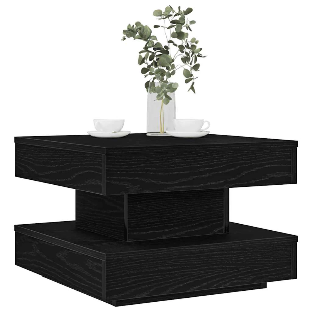 vidaXL vidaXL Coffee Table 50x50x34.5 cm 360 Degree Rotating Modern Black Wood for Living Room - Coffee Table
