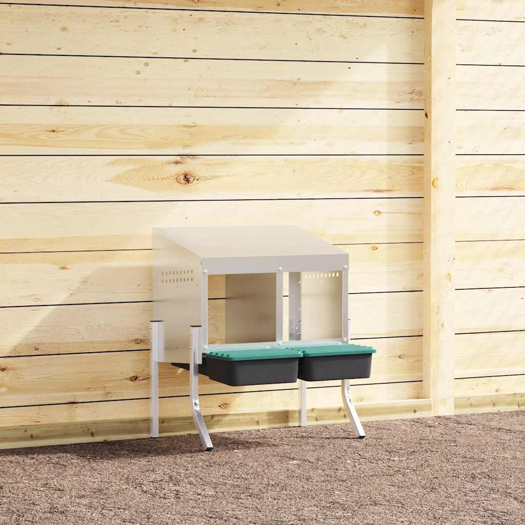 vidaXL vidaXL Chicken Nesting Box 1 Compartment with Legs Galvanised Steel - Chicken Coop