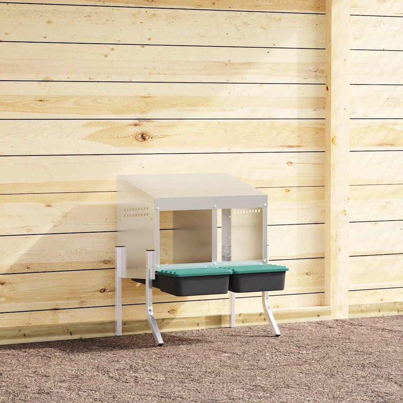 vidaXL vidaXL Chicken Nesting Box 1 Compartment with Legs Galvanised Steel - Chicken Coop