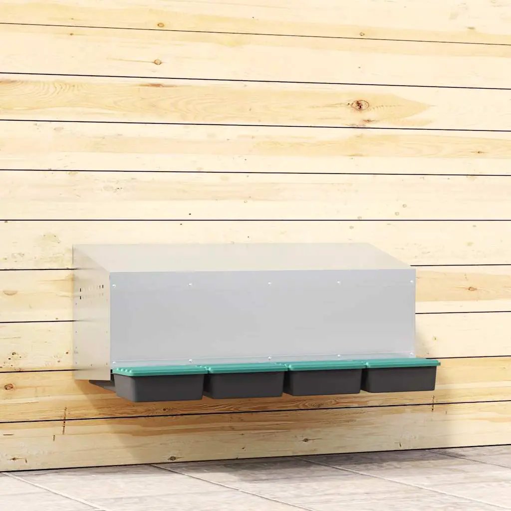 vidaXL vidaXL Chicken Nesting Box 2 Compartments Wall-Mounted Galvanised Steel - Chicken Coop