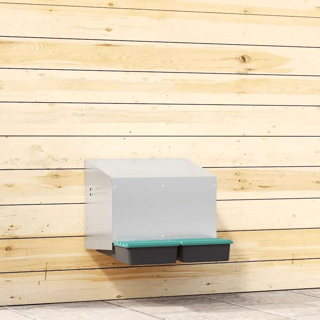 vidaXL vidaXL Chicken Nesting Box 2 Compartments Wall-Mounted Galvanised Steel - Chicken Coop