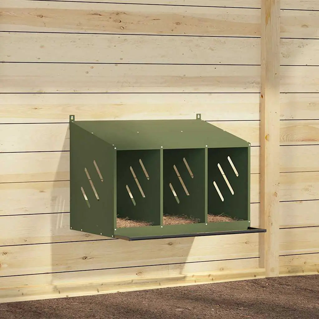 vidaXL Chicken Nesting Box with 4 Compartments Olive Green Metal - from vidaXL