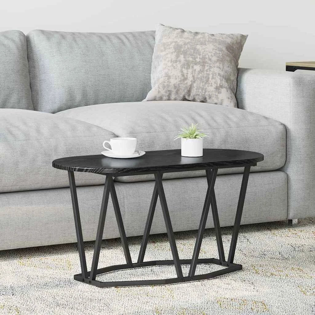 vidaXL vidaXL Coffee Table 80x40x40.5 cm Black Oak Finish with Geometric Metal Frame for Modern Living Rooms - Coffee Table